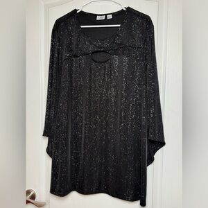 Cato Black Sparkle Keyhole Blouse